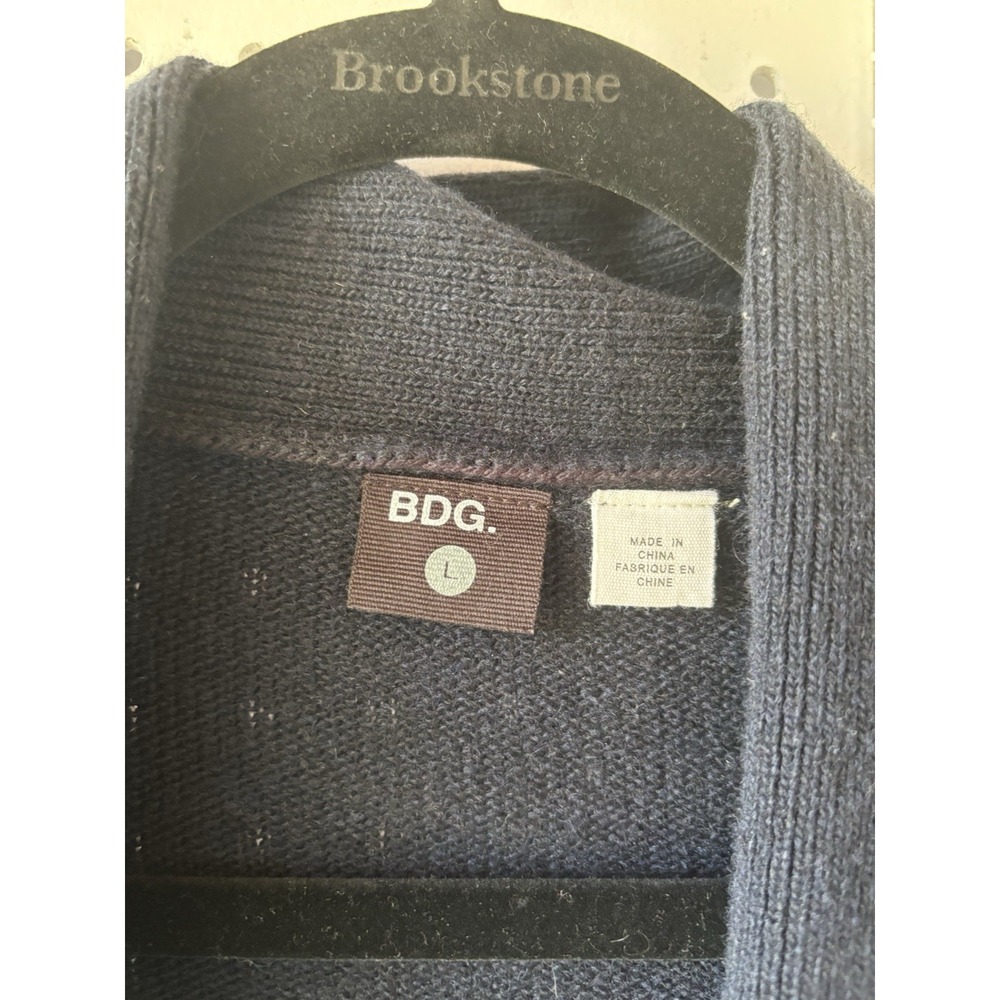 BDG Toggle Cardigan Sweater Adult Large Navy Blue Lambs Wool Blend - Picture 2 of 6
